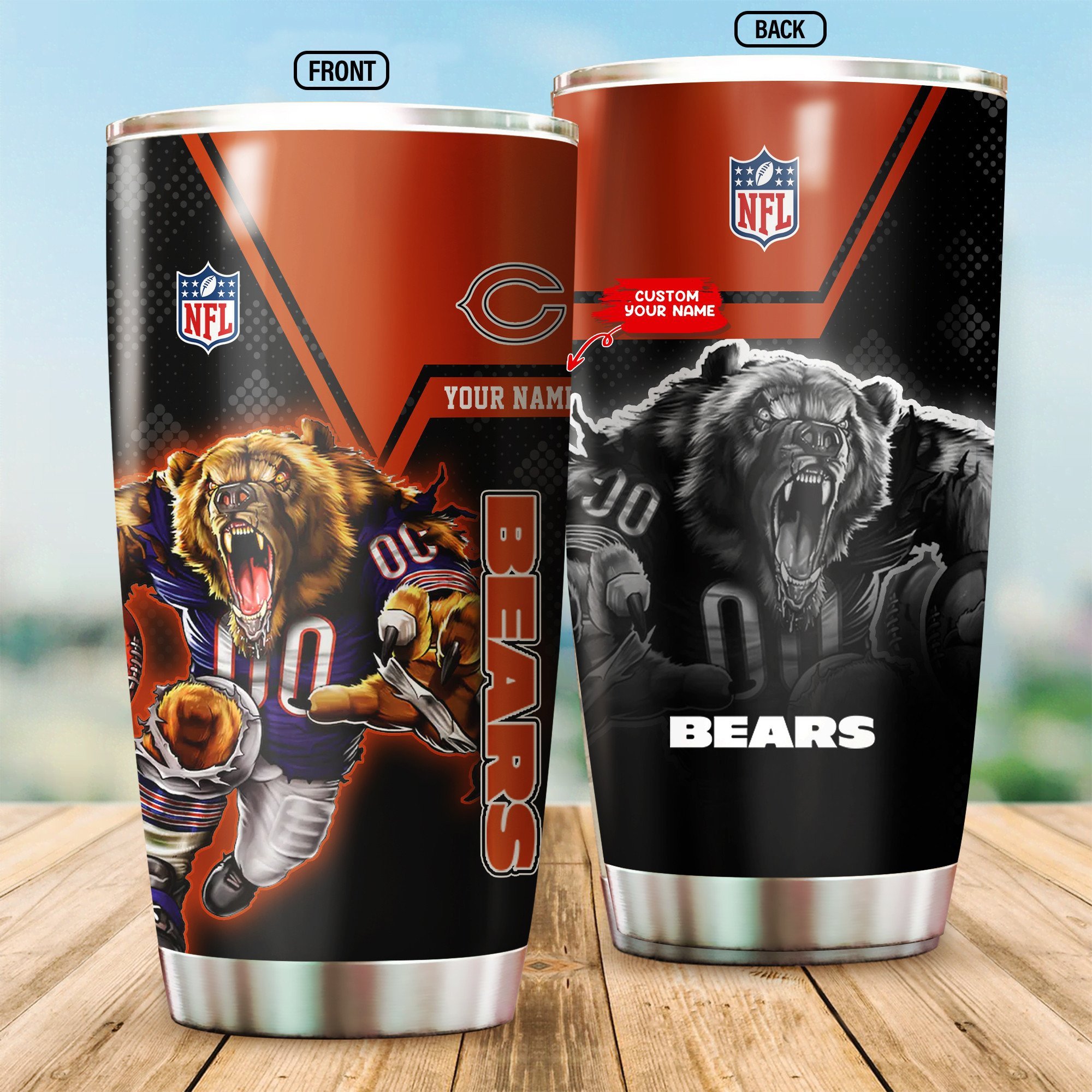 Personalized Chicago Bears Tumbler - Custom Name Edition