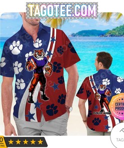 Personalized Clemson Tigers American Flag Aloha Hawaiian Shirts