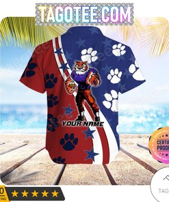 Personalized Clemson Tigers American Flag Aloha Hawaiian Shirts