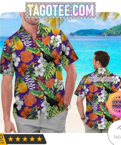 Personalized Clemson Tigers Parrot Floral Tropical Aloha Hawaiian Shirts