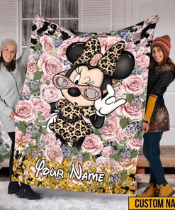 Personalized Disney Minnie Mouse Blanket, Minnie Mickey Birthday Blanket, Floral Minnie Blanket, Disneyland Trip 2023,Disney Christmas Gift