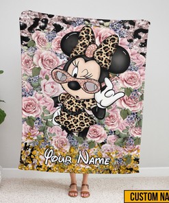 Personalized Disney Minnie Mouse Blanket, Minnie Mickey Birthday Blanket, Floral Minnie Blanket, Disneyland Trip 2023,Disney Christmas Gift