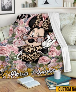 Personalized Disney Minnie Mouse Blanket, Minnie Mickey Birthday Blanket, Floral Minnie Blanket, Disneyland Trip 2023,Disney Christmas Gift