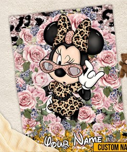 Personalized Disney Minnie Mouse Blanket, Minnie Mickey Birthday Blanket, Floral Minnie Blanket, Disneyland Trip 2023,Disney Christmas Gift