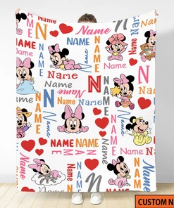 Personalized Disney Minnie Mouse Blanket,Minnie Mickey Fleece Blanket,Minnie Mouse Birthday Gifts,Disney Christmas Gift For Baby