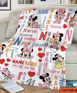 Personalized Disney Minnie Mouse Blanket,Minnie Mickey Fleece Blanket,Minnie Mouse Birthday Gifts,Disney Christmas Gift For Baby