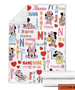Personalized Disney Minnie Mouse Blanket,Minnie Mickey Fleece Blanket,Minnie Mouse Birthday Gifts,Disney Christmas Gift For Baby