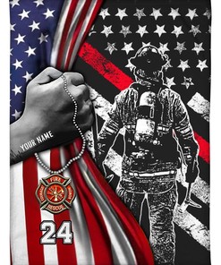 Personalized Firefighter Dad Son Blanket Firefighter American Flag Blanket Proud Firefighter Blanket