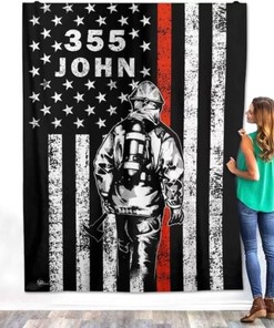 Personalized Firefighter Gift, Fireman Blanket, Fire Flag Blanket