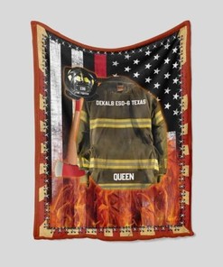 Personalized Firefighter USA Fleece Blanket, American Flag Blanket