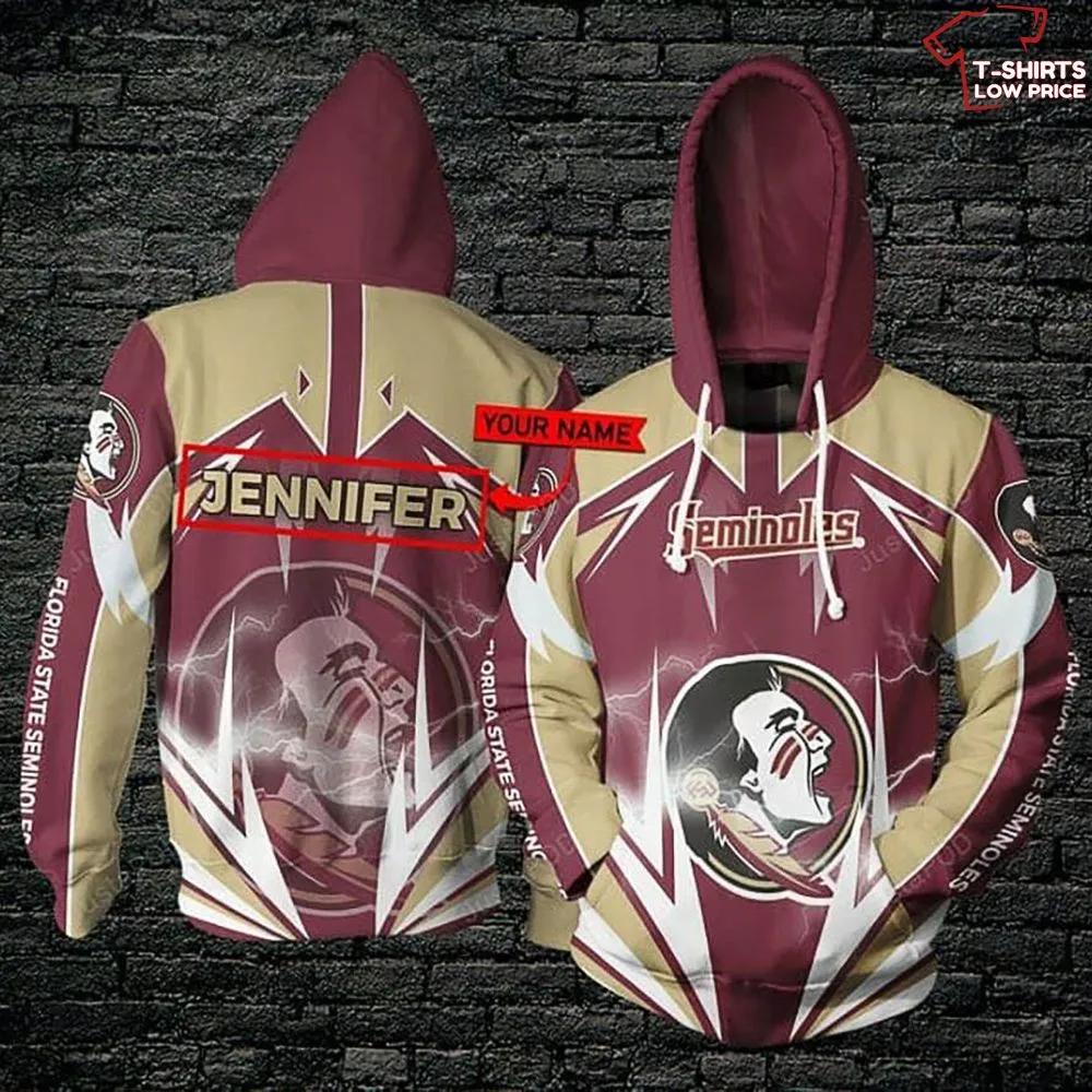 Personalized Florida State Seminoles Garnet Gold 3D Hoodie for Men Women