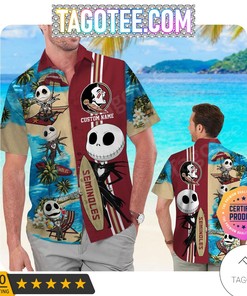 Personalized Florida State Seminoles Jack Skellington Aloha Hawaiian Shirts