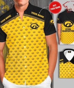 Personalized Iowa Hawkeyes All Over Print 3D Dress Shirt Hawaiian Summer Aloha Beach Shirt - Yellow Black