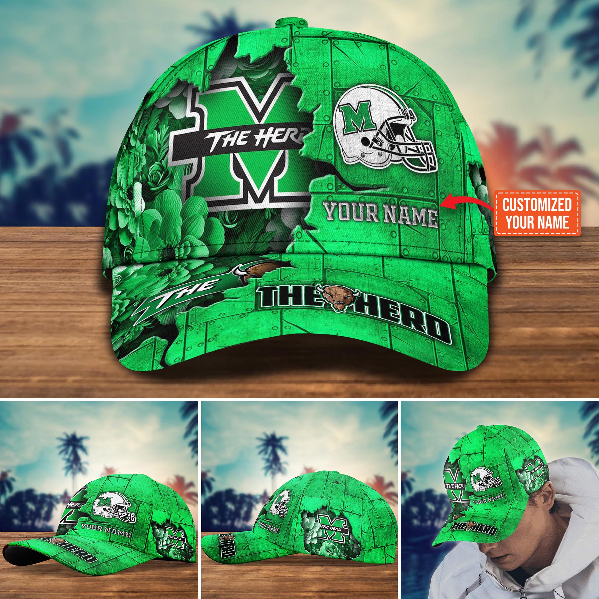 Personalized Marshall Thundering Herd Cap for Fans