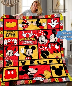 Personalized Mickey Minnie Quilt Blanket, Mickey Mouse Fleece Blanket, Mickey Mouse Birthday Gifts, Christmas Mickey, Minnie Blanket