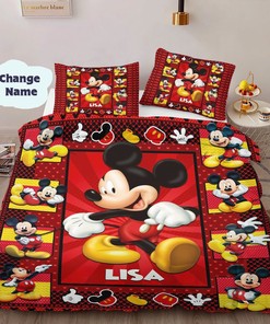 Personalized Mickey Mouse Bedding Set, Mickey Mouse Fleece Blanket, Mickey Mouse Quilt Birthday Gifts, Christmas Gift For Kids