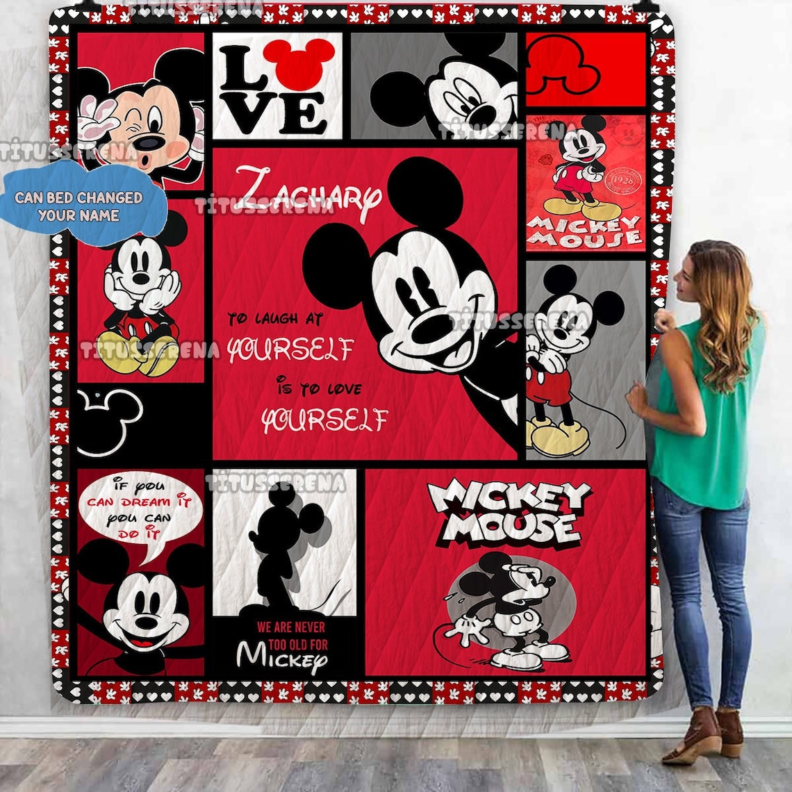 Personalized Mickey Mouse Quilt Blanket Mickey Mouse Bedding Set | Mickey Mouse Birthday Gifts | Christmas Gift For Kids