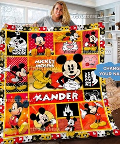 Personalized Mickey Mouse Quilt Blanket, Mickey Mouse Blanket, Mickey Mouse Birthday Gifts, Christmas Gift For Kids
