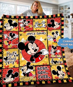 Personalized Mickey Mouse Quilt Blanket, Mickey Mouse Fleece Blanket, Mickey Mouse Birthday Gifts