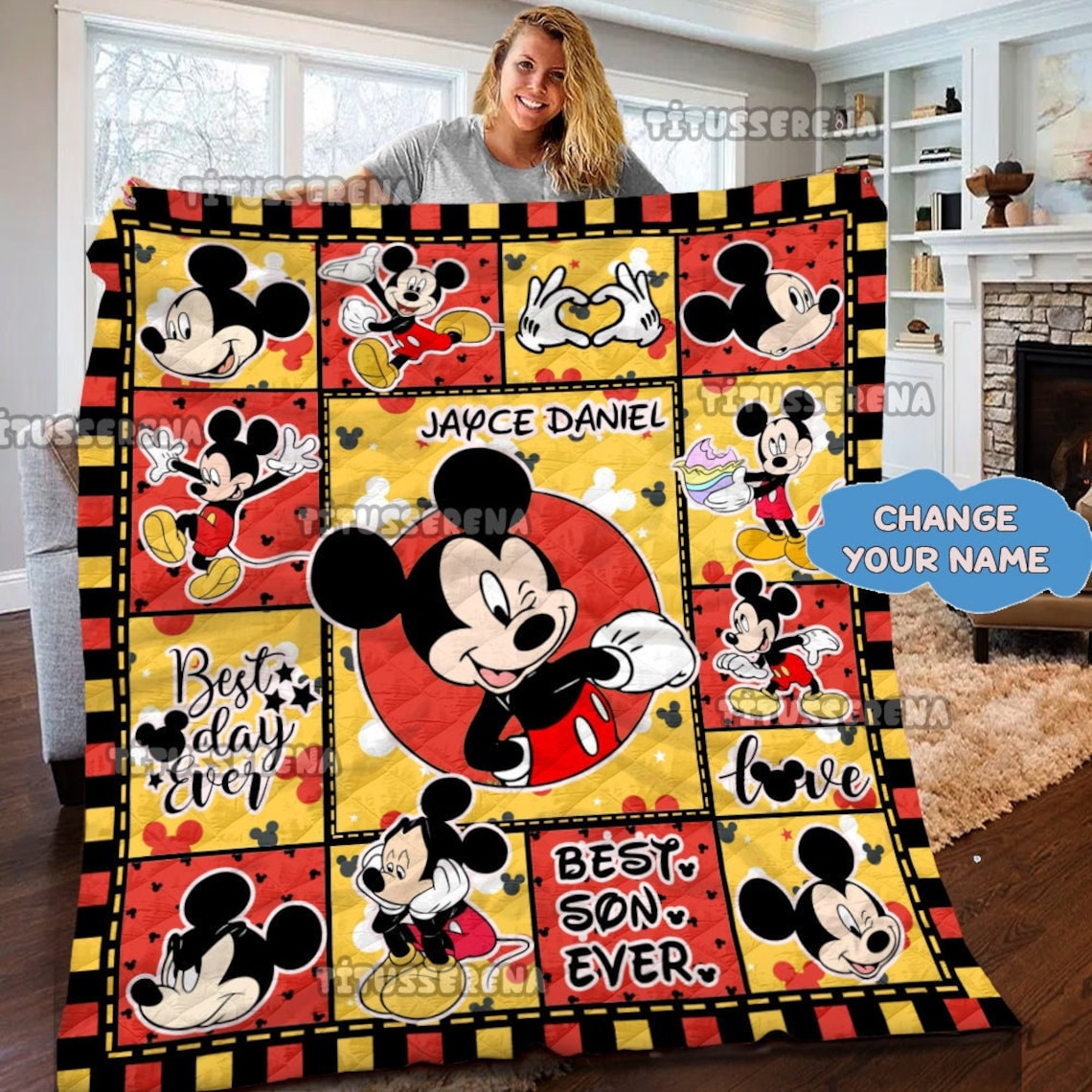 Personalized Mickey Mouse Quilt Blanket, Mickey Mouse Fleece Blanket, Mickey Mouse Birthday Gifts