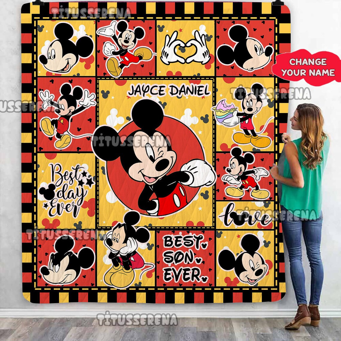 Personalized Mickey Mouse Quilt Blanket, Mickey Mouse Fleece Blanket, Mickey Mouse Birthday Gifts