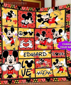 Personalized Mickey Mouse Quilt Blanket, Mickey Mouse Fleece Blanket, Mickey Mouse Birthday Gifts, Christmas Gift For Kids