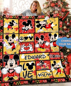 Personalized Mickey Mouse Quilt Blanket, Mickey Mouse Fleece Blanket, Mickey Mouse Birthday Gifts, Christmas Gift For Kids