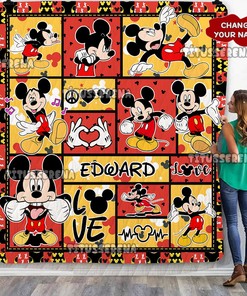 Personalized Mickey Mouse Quilt Blanket, Mickey Mouse Fleece Blanket, Mickey Mouse Birthday Gifts, Christmas Gift For Kids