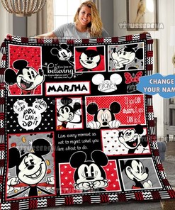Personalized Mickey Mouse Quilt Blanket, Mickey Mouse Fleece Blanket, Mickey Mouse Birthday Gifts, Christmas Mickey Gift For Kids
