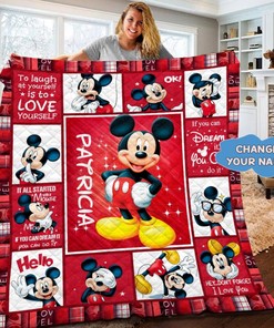Personalized Mickey Mouse Quilt | Mickey Mouse Fleece Blanket | Mickey Mouse Birthday Gifts | Disney Christmas Gift For Kids