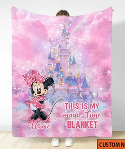 Personalized Minnie Mouse Fleece Blanket, Mickey Castle Blanket, Minnie Mouse Birthday. Theme Party Family Christmas Gift For Kids