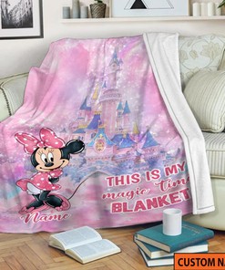 Personalized Minnie Mouse Fleece Blanket, Mickey Castle Blanket, Minnie Mouse Birthday. Theme Party Family Christmas Gift For Kids