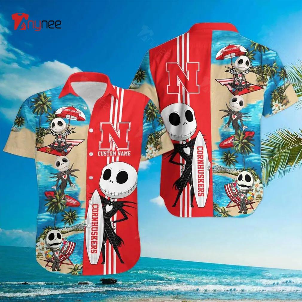 Personalized NCAA Nebraska Cornhuskers Hawaiian Shirt Skellington