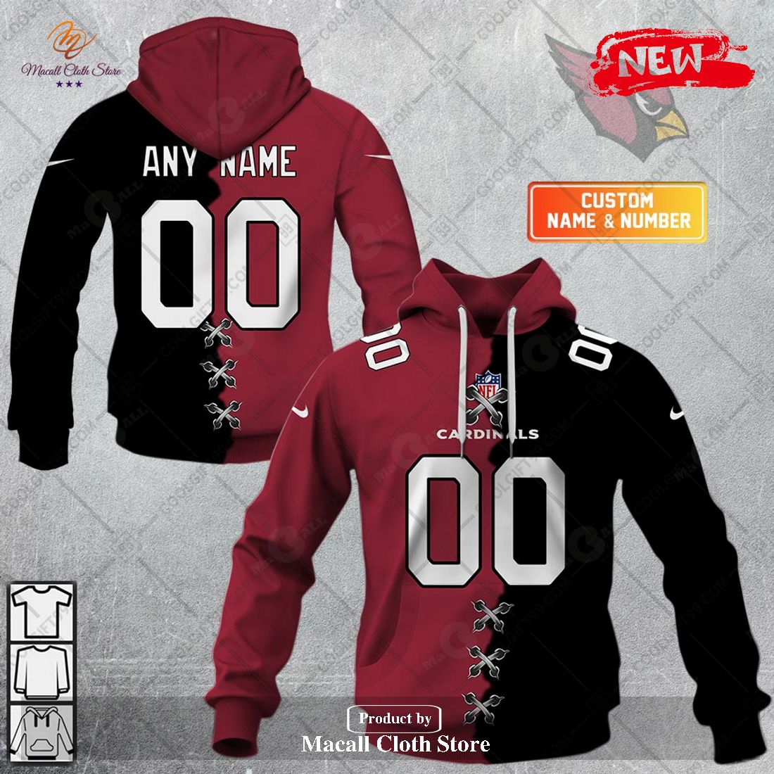 Personalized NFL Arizona Cardinals Mix Jersey Special Design Hoodie 3D