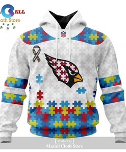 Personalized NFL Arizona Cardinals Special Autism Awareness Puzzle Game White Hoodie 3D