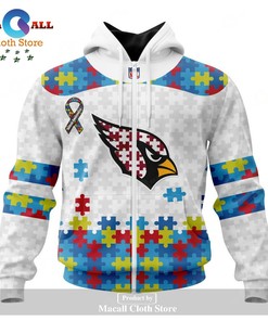 Personalized NFL Arizona Cardinals Special Autism Awareness Puzzle Game White Hoodie 3D