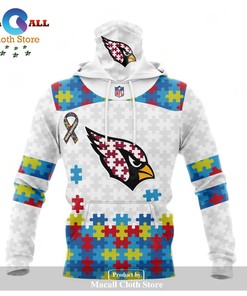 Personalized NFL Arizona Cardinals Special Autism Awareness Puzzle Game White Hoodie 3D