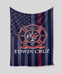 Personalized Name Blanket, Firefighter Blanket, American Flag Blanket, Gift Blanket