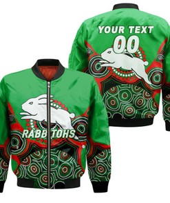 Personalized Rabbitohs Rugby 2022 Aboriginal Art Bomber Jacket - LT12