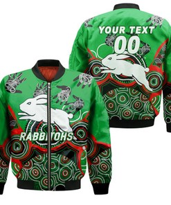Personalized Rabbitohs Rugby Aboriginal Art Bomber Jacket - LT12