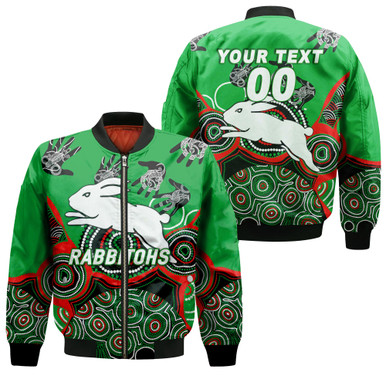 Personalized Rabbitohs Rugby Aboriginal Art Bomber Jacket - LT12