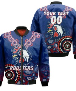 Personalized Roosters Rugby 2022 Aboriginal Art Bomber Jacket - LT12