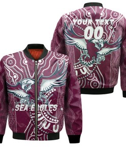 Personalized Sea Eagles Rugby 2022 Aboriginal Art Bomber Jacket - LT12