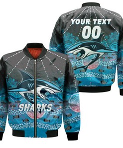 Personalized Sharks Rugby 2022 Aboriginal Art Bomber Jacket - LT12