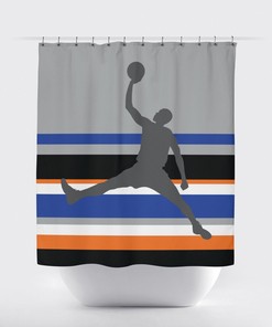 Personalized Striped Basketball Shower Curtain - Celebrate Your Little Player with this Special Gift