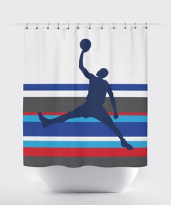 Personalized Striped Basketball Shower Curtain - Celebrate Your Little Player with this Special Gift