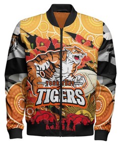 Personalized Tigers Rugby with Remembrance Day Poppy Flower Sleeve Zip Bomber Jacket T09