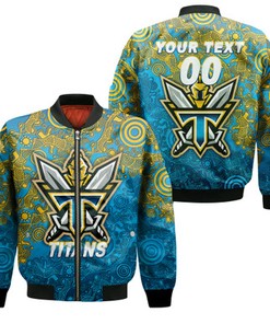 Personalized Titans Rugby 2022 Aboriginal Art Bomber Jacket - LT12