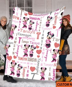Personzlized Name Disney Minnie Blanket, Minnie Mouse Fleece Blanket, Disney Christmas Gift For Kids, Disneyland 2023 Blanket