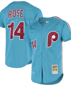 Pete Rose Philadelphia Phillies Mitchell & Ness Cooperstown Collection Authentic Jersey - Light Blue Mlb